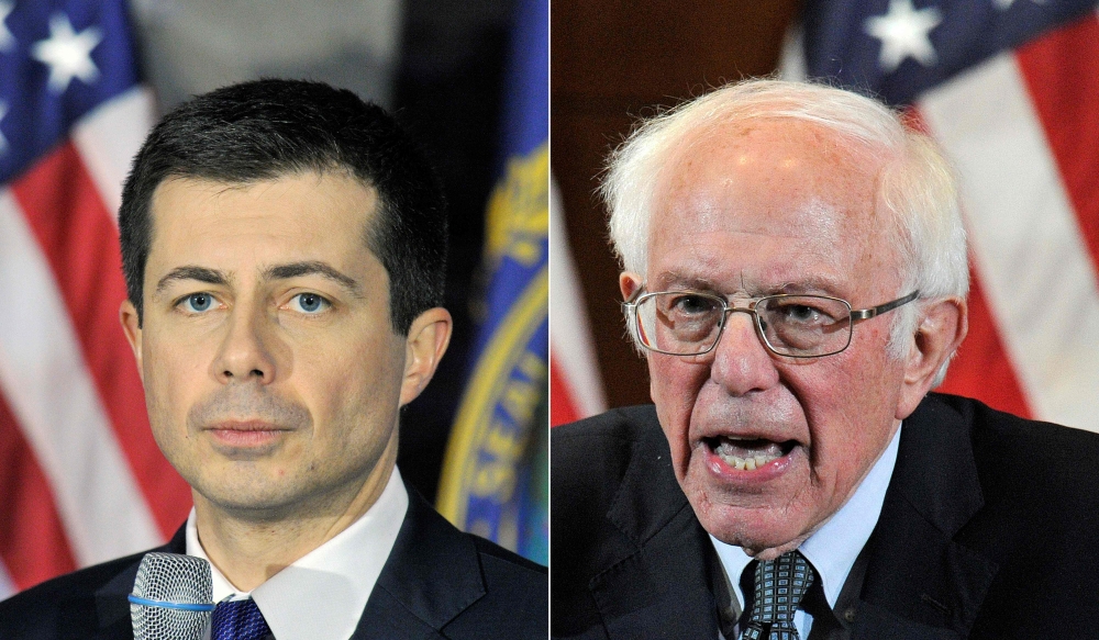  Pete Buttigieg and Bernie Sanders. AFP / Joseph Prezioso
 