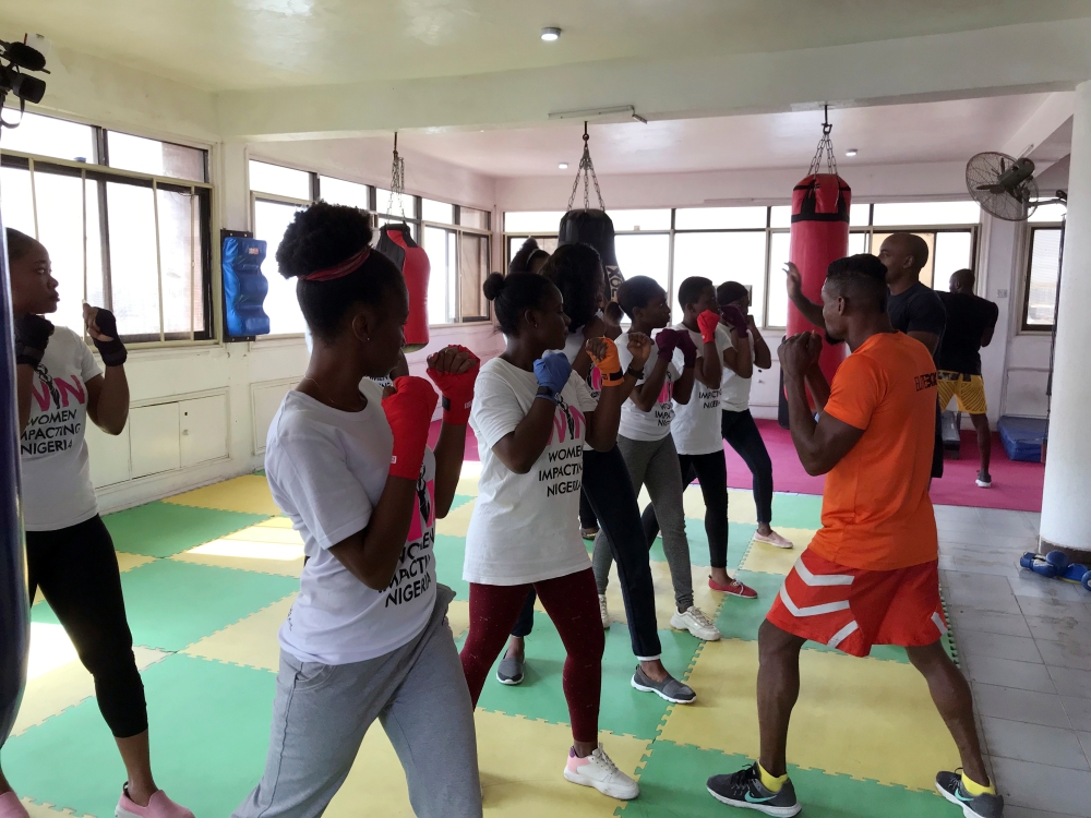 Adeola Olamide, a 35-year-old mother of three, joins her first self defense class, after being the victim of several assaults in Lagos, Nigeria January 25, 2020. Reuters/Seun Sanni 