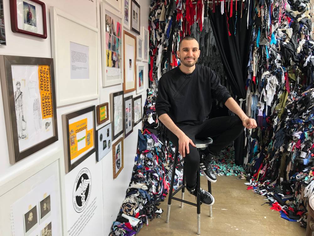 Zero Waste Daniel designer Daniel Silverstein creates fashion from scraps in his New York city storefront studio, January 27, 2020. Thomson Reuters Foundation/Ellen Wulfhorst