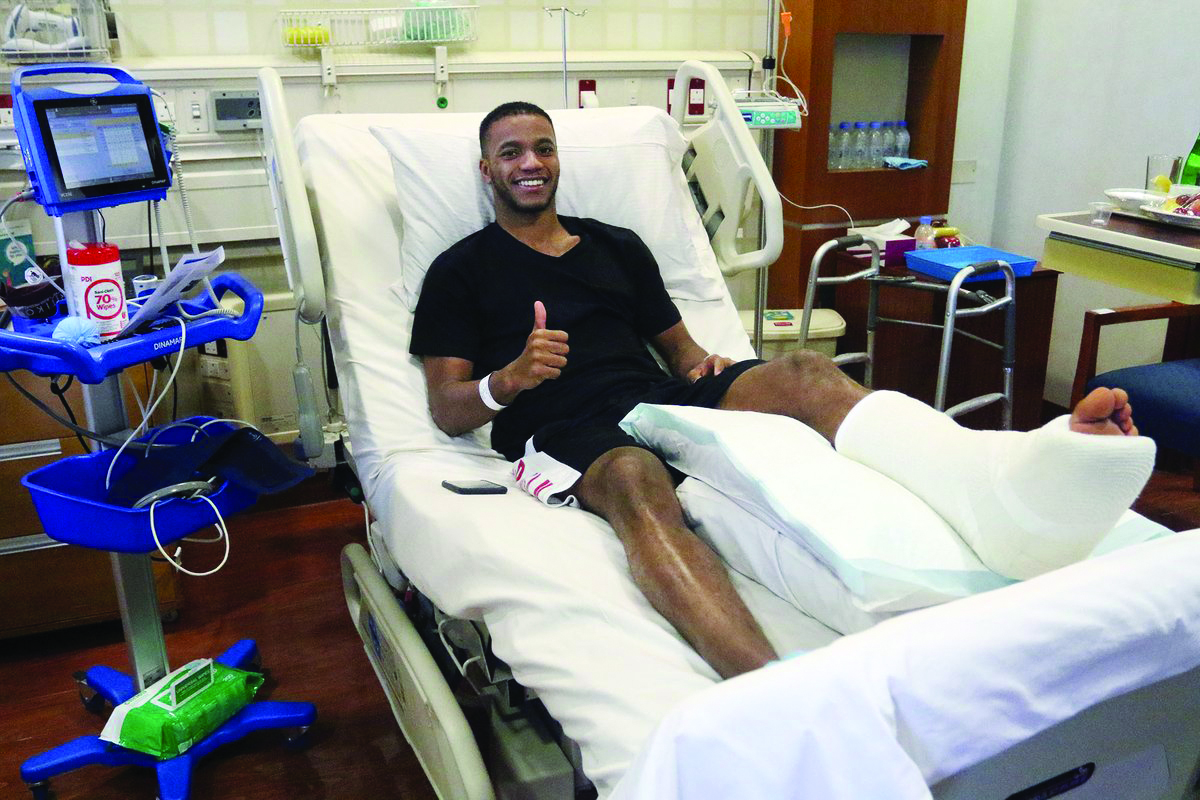 Salem Al Hajri recovering after a surgery.