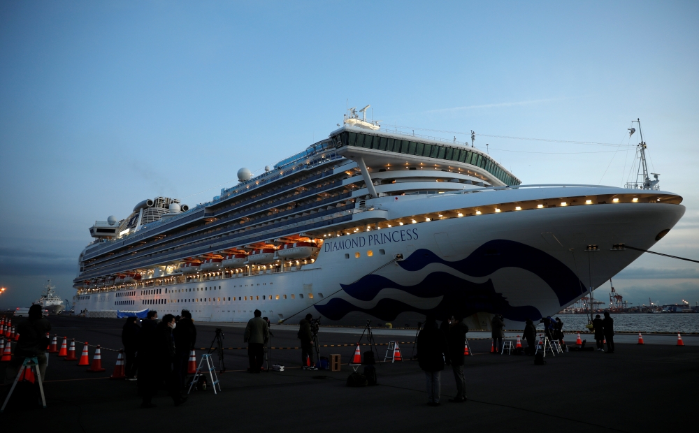  The cruise ship Diamond Princess, where 10 more people were tested positive for coronavirus on Thursday, is seen at Daikoku Pier Cruise Terminal in Yokohama, south of Tokyo, Japan February 7, 2020. REUTERS/Kim Kyung-Hoon 