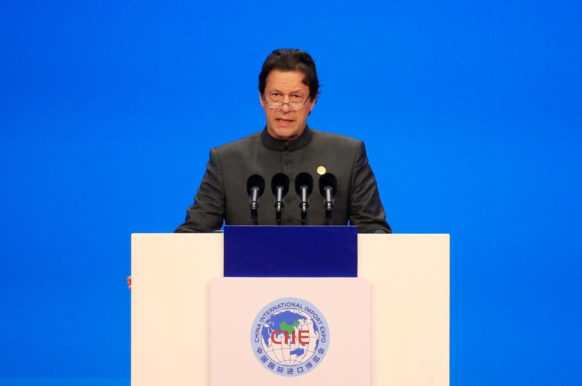 file photo: Pakistani Prime Minister Imran Khan speaks at the opening ceremony for the first China International Import Expo (CIIE) in Shanghai, China November 5, 2018. REUTERS/Aly Song/Pool