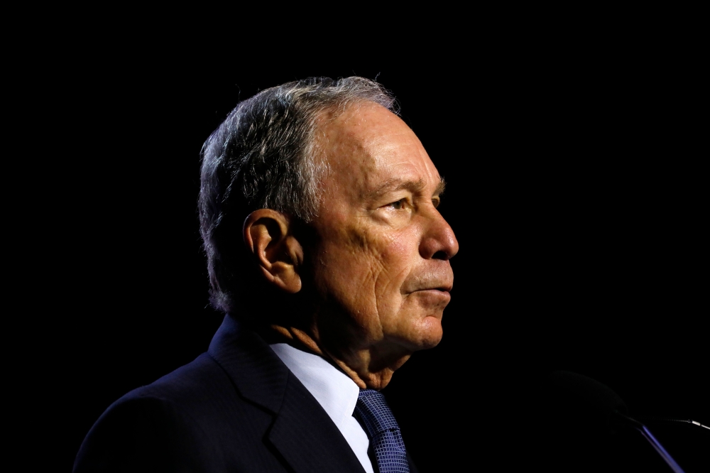 Michael Bloomberg addressing the National Association for the Advancement of Colored People’s 110th National Convention at Cobo Center in Detroit, Michigan, July 24, 2019. AFP / Jeff Kowalsky
