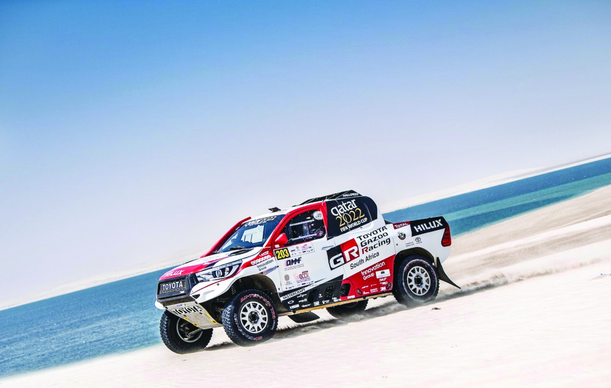 Overdrive Racing's Nasser Saleh Al Attiyah and his French navigator Matthieu Baumel in action in their Toyota Hilux in this file photo.