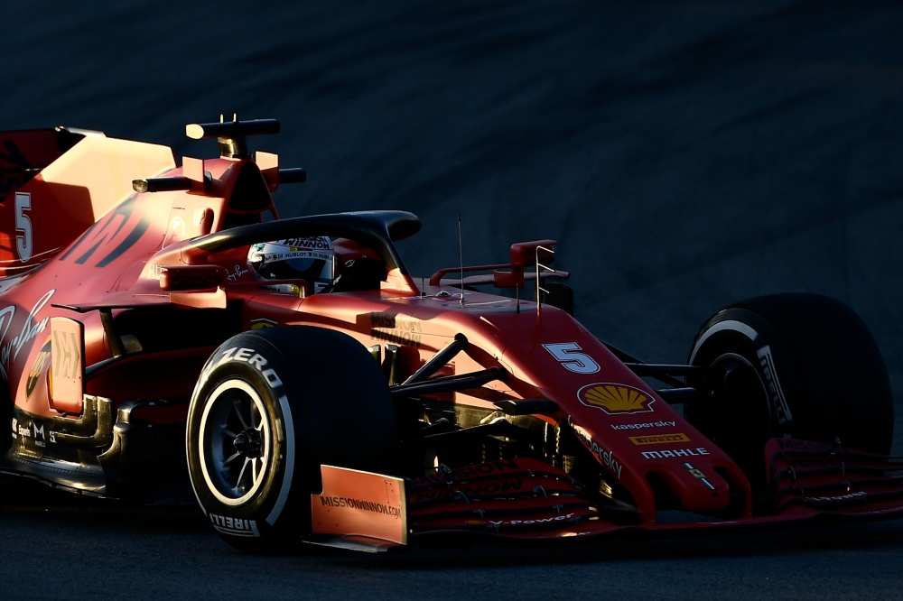 Ferrari's German driver Sebastian Vettel drives during the tests for the new Formula One Grand Prix season at the Circuit de Catalunya in Montmelo in the outskirts of Barcelona on February 21, 2020. / AFP / LLUIS GENE