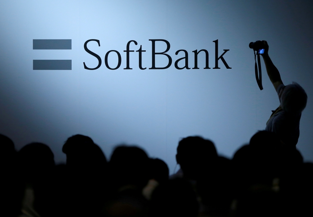 The logo of SoftBank Group Corp is displayed at SoftBank World 2017 conference in Tokyo, Japan, July 20, 2017. Reuters/Issei Kato