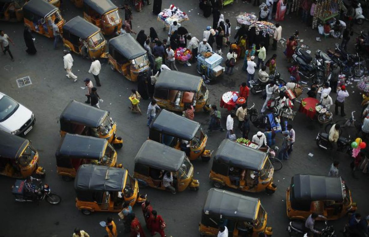 Archive Photo: Auto rickshaws sit in a traffic jam in the old city in central Hyderabad in the southern state of Andhra Pradesh March 6, 2012. Picture taken on March 6, 2012. Reuters/Vivek Prakash