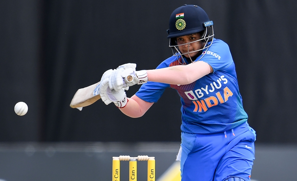 This photo taken on February 12, 2020, shows India's Shafali Verma batting during a cricket match against Australia in Melbourne. AFP / William West 