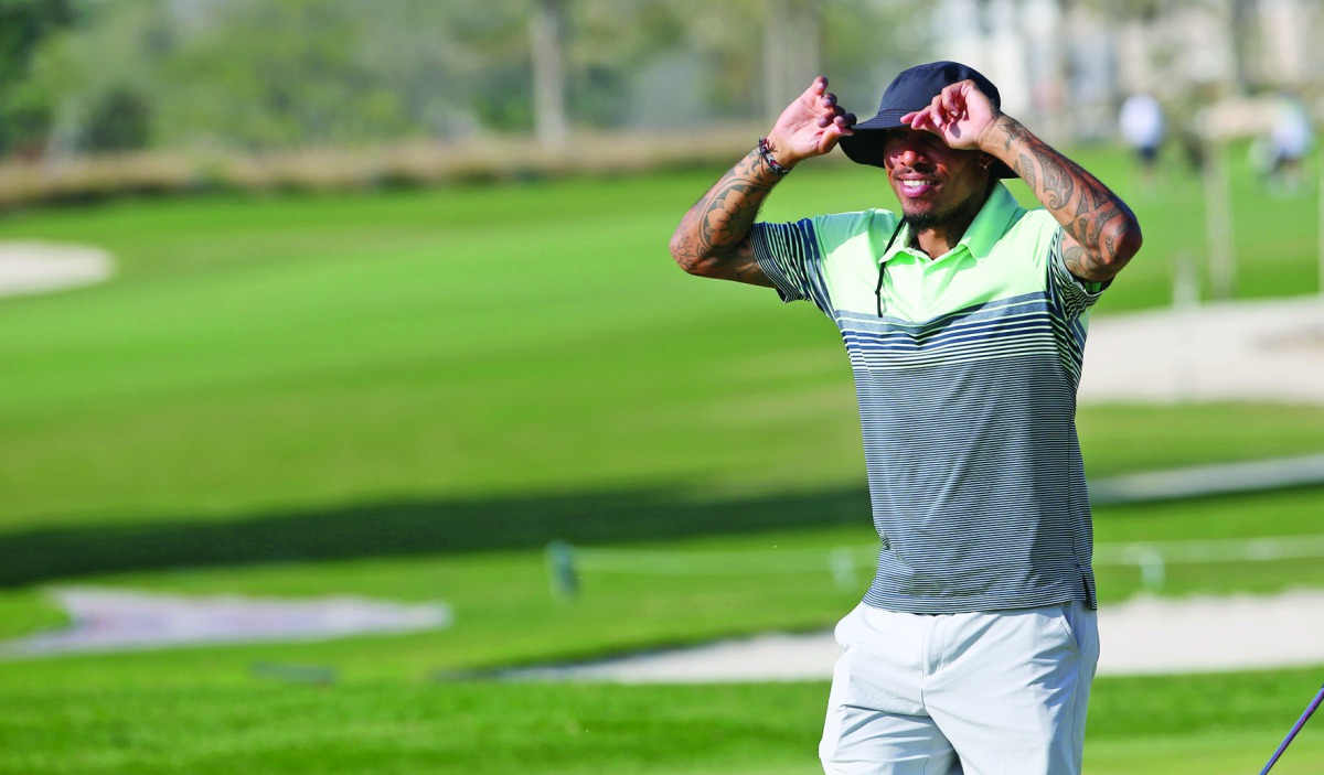 Nigel De Jong, former Dutch international  and who turns out for Qatar Stars League club Al Shahaniya playing golf at the Doha Golf Club during the Qatar Open Amateur Golf Championship last week.