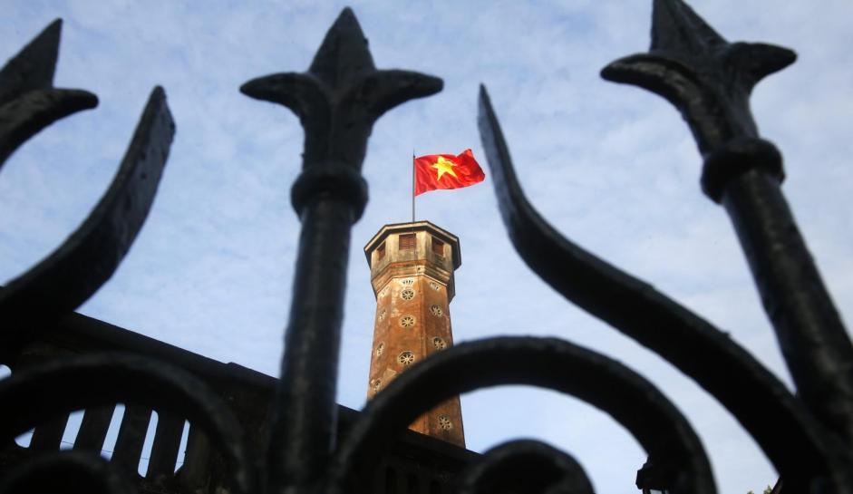 A Vietnamese national flag is seen at the Flag Tower of Hanoi, November 13, 2014. Reuters / Kham