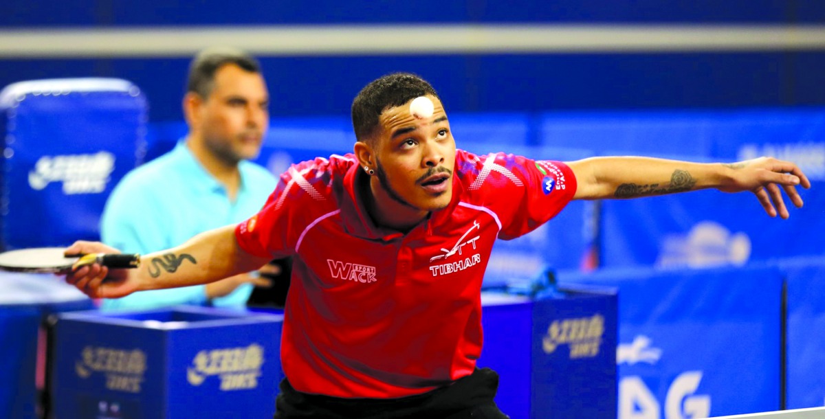 Alexandre Cassin of France in action against Finland's Benedek Olah during their preliminary round clash of the 25th edition of the Qatar Open at the Aspire Academy yesterday.