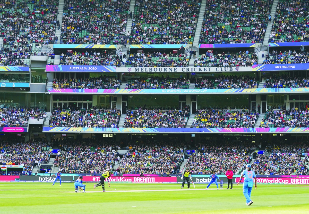 A general view is seen during the Women's T20 World Cup final cricket match between Australia and India at the MCG in Melbourne, Australia, March 8, 2020. AAP Image/Michael Dodge via Reuters