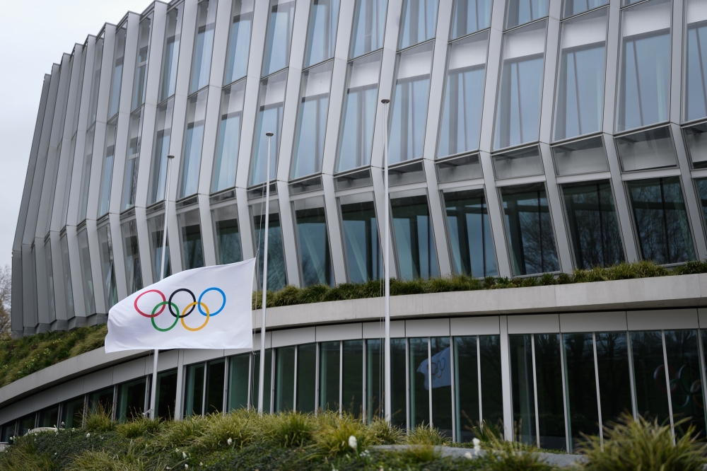 The headquarters of the International Olympic Committee (IOC) is seen in Lausanne on March 22, 2020, as doubts increase over whether Tokyo can safely host the summer Games amid the spread of the COVID-19.  / AFP / FABRICE COFFRINI