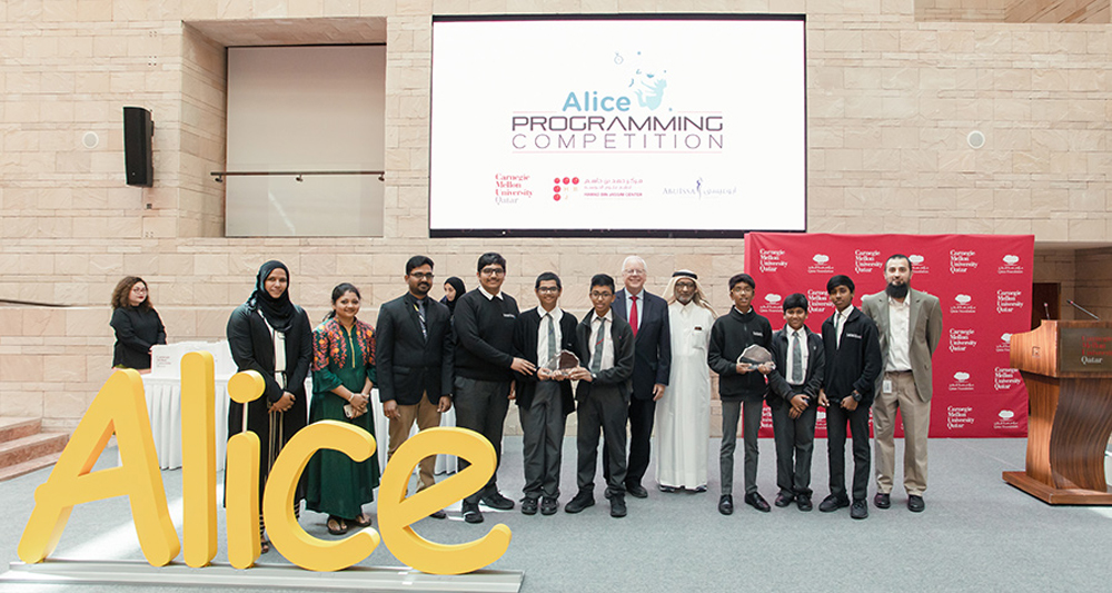 The winners of the Alice Middle East Programming Competition pose for a group photo.