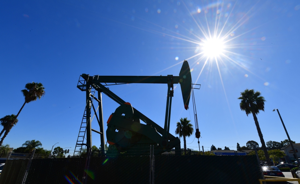 A pumpjack from energy company Signal Hill Petroleum is seen in Signal Hill, California. (AFP / Frederic J. BROWN / File photo)