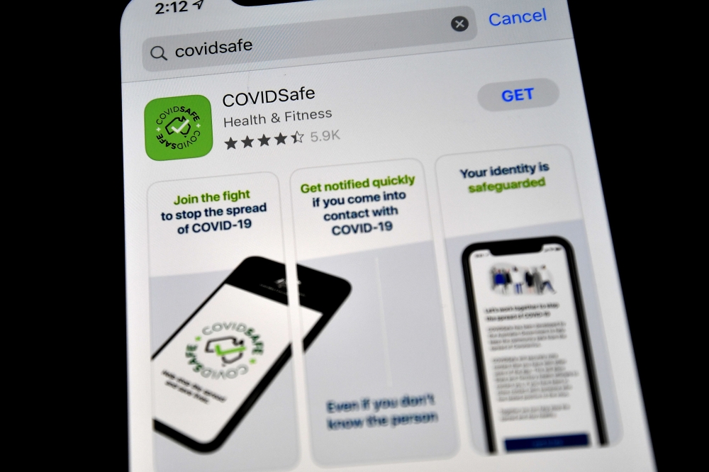 :A photo illustration shows a new COVIDSafe app by the Australian government as seen on an Iphone to install in Sydney on April 27, 2020. More than one million Australians have downloaded a new government smartphone app designed to make coronavirus contac