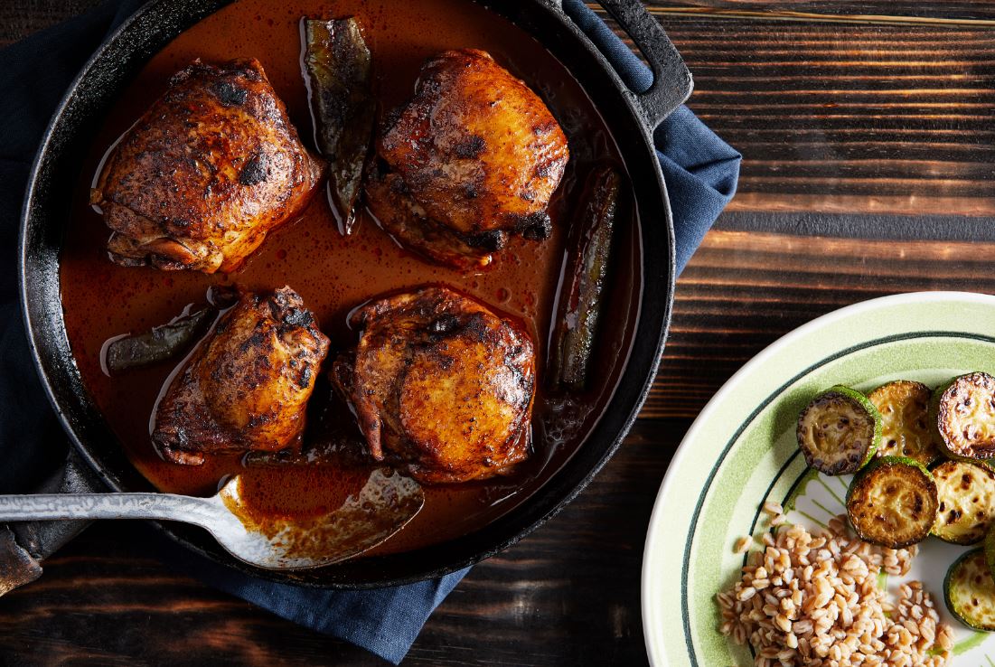 Spicy Chocolate Milk-Simmered Chicken. Photo by Tom McCorkle / The Washington Post
