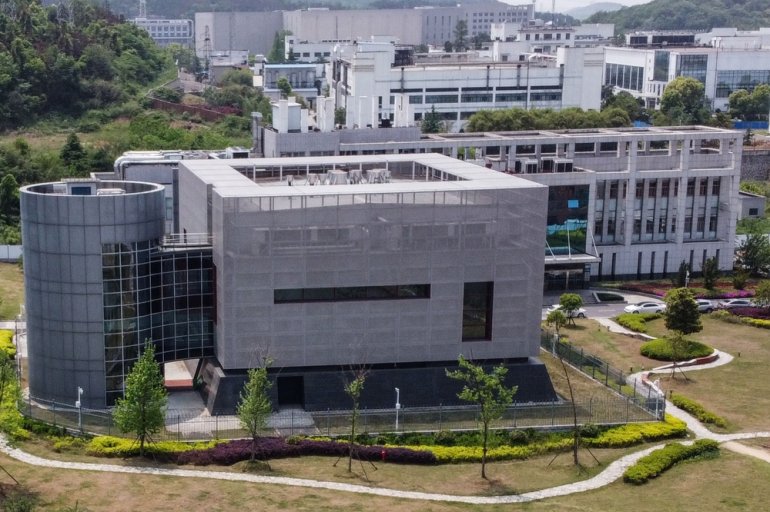 TOPSHOT - An aerial view shows the P4 laboratory at the Wuhan Institute of Virology in Wuhan in China's central Hubei province on April 17, 2020. / AFP / Hector RETAMAL