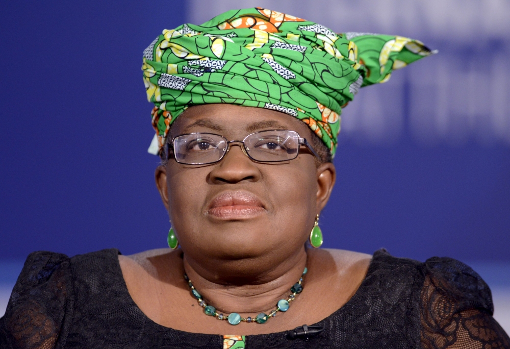 Nigeria's Finance Minister Ngozi Okonjo-Iweala listens to remarks during a discussion on 