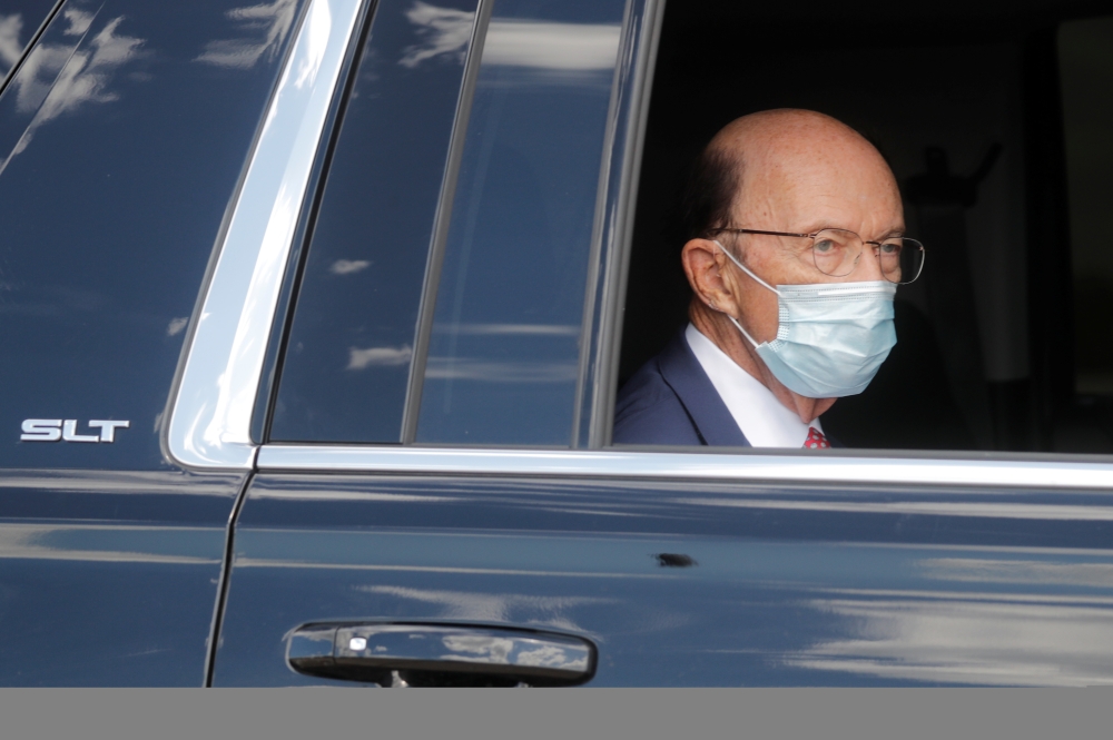 Commerce Secretary Wilbur Ross is seen prior to U.S. President Donald Trump's tour of Fincantieri Marinette Marine in Marinette, Wisconsin, U.S., June 25, 2020. REUTERS/Carlos Barria