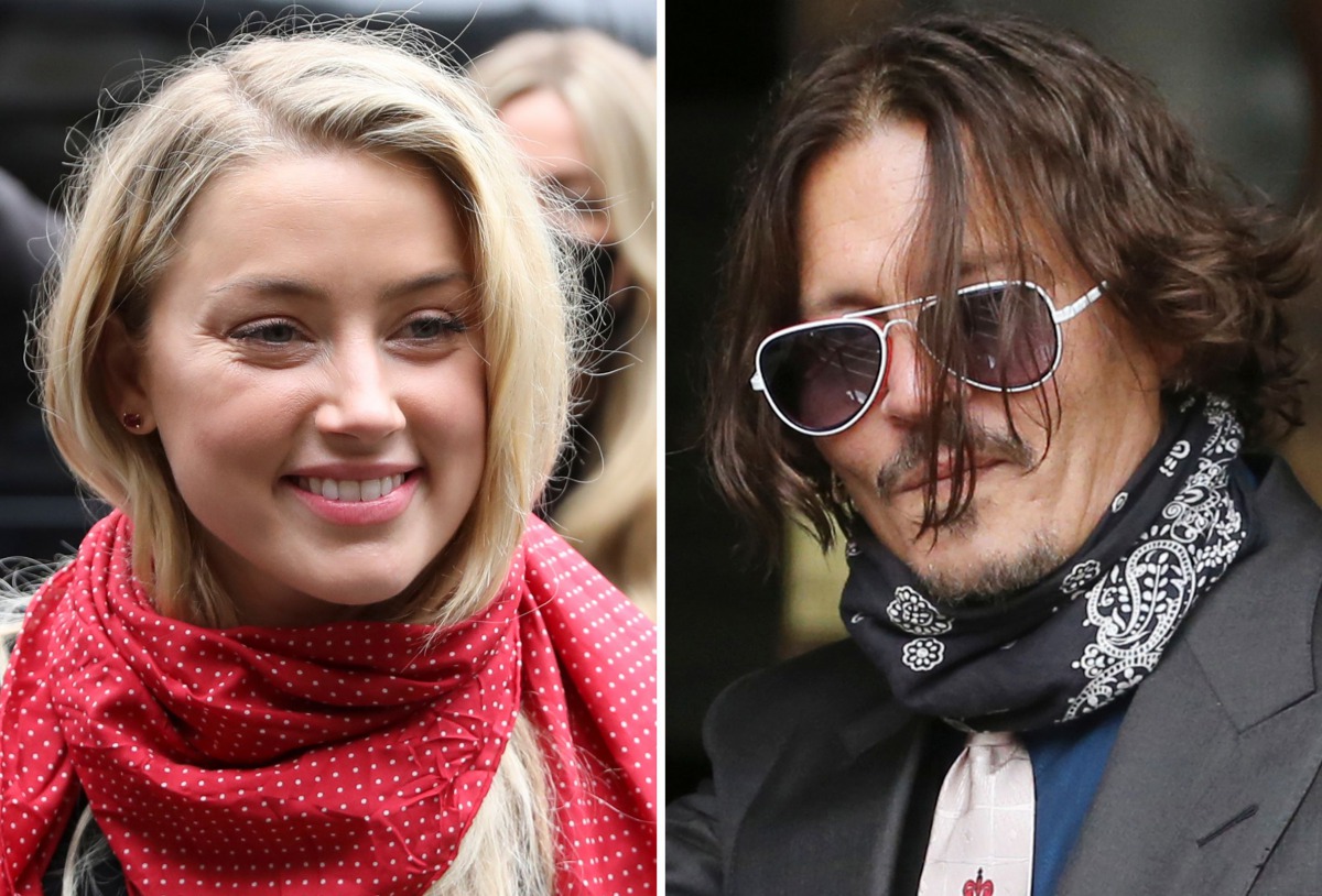 A combination of pictures shows US actress Amber Heard (L) and her former husband US actor Johnny Depp (R) arriving on the second day of Depp's libel action against News Group Newspapers (NGN), at the High Court in London, on July 8, 2020. / AFP / ISABEL 