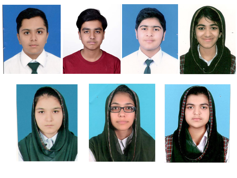 Top from left: Muhammad Shaheer, Abdullah Abid, Hasan Shahid and Jawairia Shakeel Ahmed
Dow from left: Asra Sher Khan, Faiza Mohammed and Musfira Ubaid Ghazi
