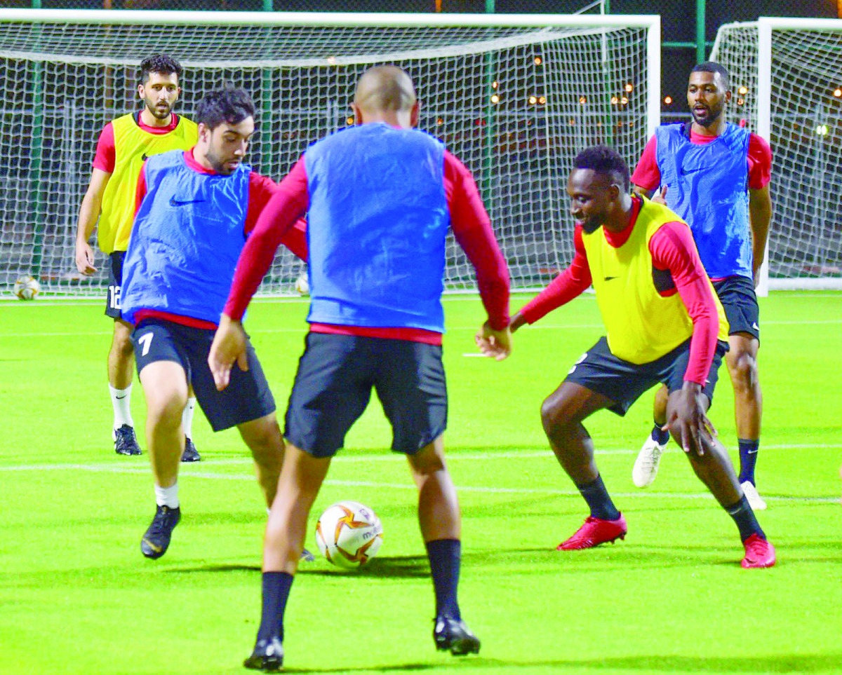 Al Rayyan players during a training session ahead of match against Al Arabi. 