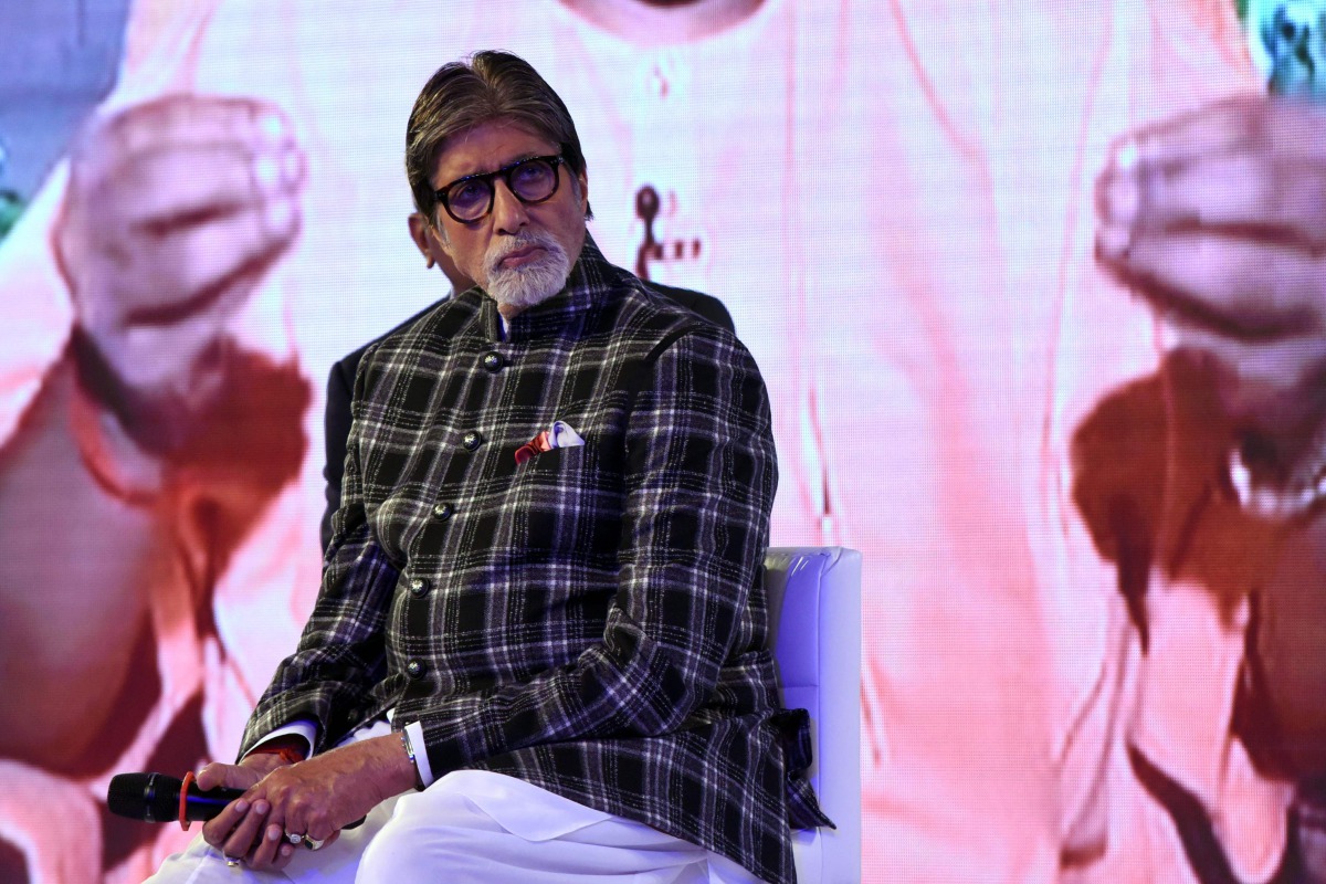(FILES) In this file photo taken on August 27, 2019, Indian Bollywood actor Amitabh Bachchan takes part in a launch event for the water conservation effort 