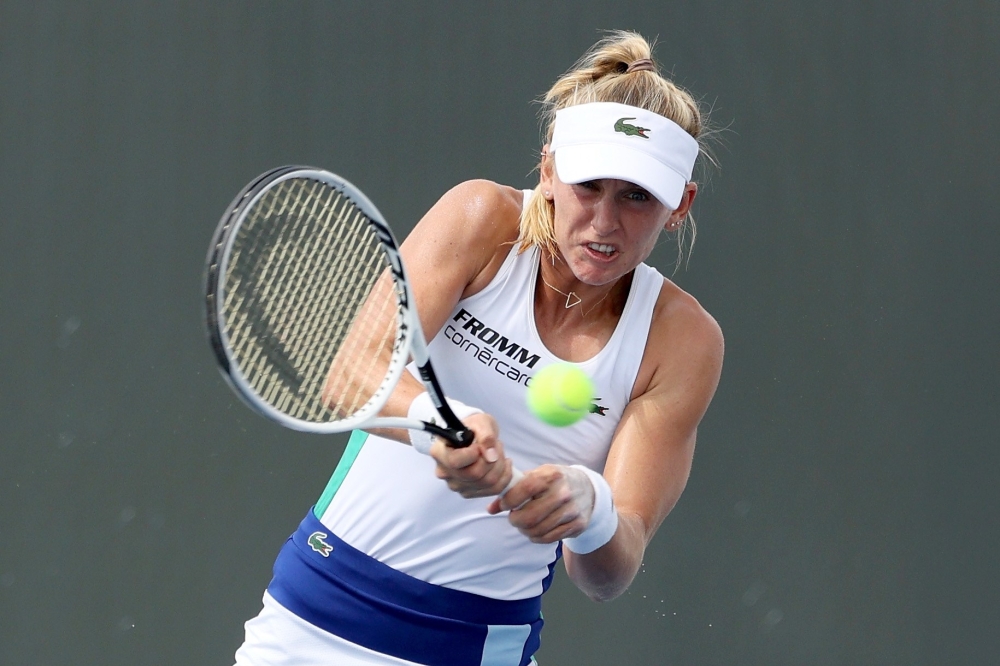LEXINGTON, KENTUCKY - AUGUST 16: Jil Teichmann of Switzerland plays a backhand during her match against Jennifer Brady during Top Seed Open - Day 7 at the Top Seed Tennis Club on August 16, 2020 in Lexington, Kentucky. Dylan Buell/Getty Images/AFP