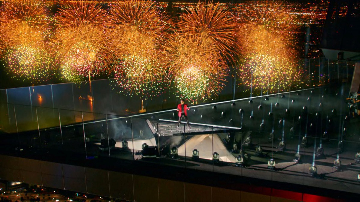 The Weeknd performs during the 2020 MTV VMAs in this screen grab image made available on August 30, 2020. VIACOM/Handout via REUTERS 