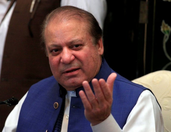 FILE PHOTO: Nawaz Sharif, former Prime Minister and leader of Pakistan Muslim League (N) gestures during a news conference in Islamabad, Pakistan May 10, 2018. Reuters/Faisal Mahmood
