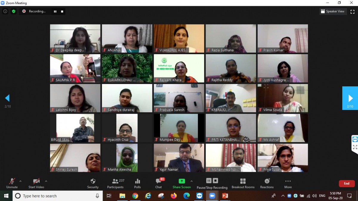 Students and staff of DPS-Modern Indian School during the virtual meeting.
