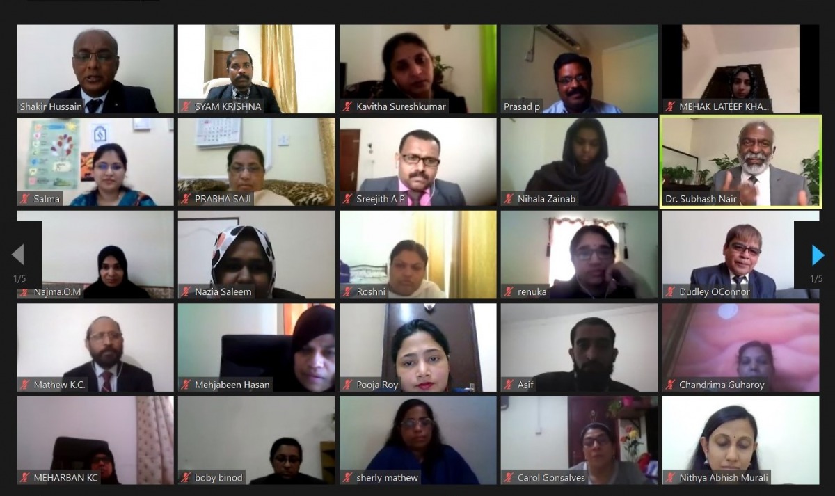 Teachers of Shantiniketan Indian School during a virtual event.