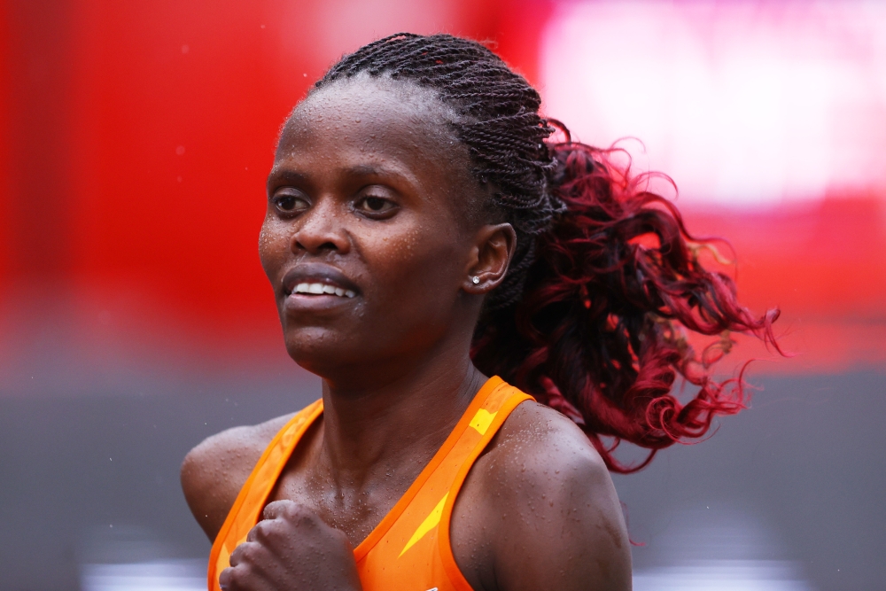 October 4, 2020 Kenya's Brigid Kosgei during the elite women's race of the London Marathon Pool via REUTERS/Richard Heathcote