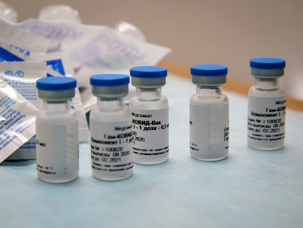 FILE PHOTO: Bottles with Russia's 