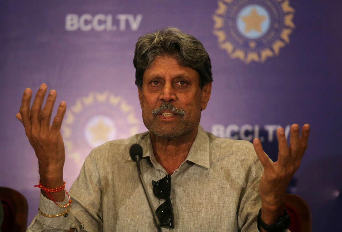 FILE PHOTO: Kapil Dev, former Indian cricket captain and a member of the country's cricket board BCCI's Cricket Advisory Committee, speaks during a news conference to announce its team's coach, in Mumbai, India, August 16, 2019. REUTERS/Francis Mascarenha