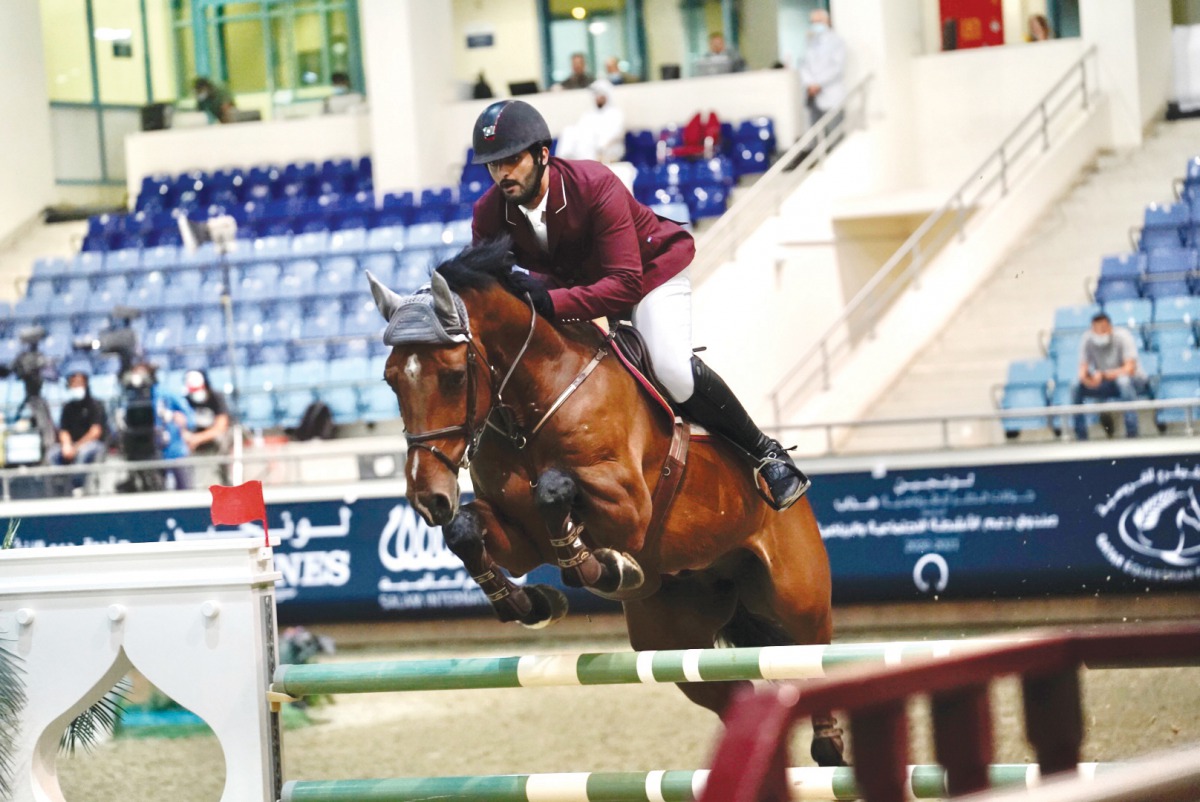 Hamad Ali Al Attiyah, astride Aslan 69, in action yesterday.    