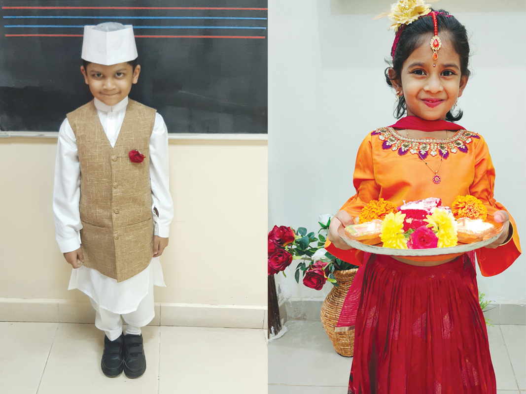 BPS Kindergarten students donning traditional attire.  