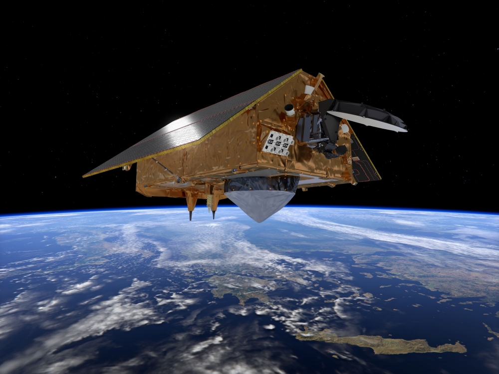 This handout image taken on July 17, 2020, and released by The European Space Agency (ESA) on November 19, 2020, shows the Sentinel-6 satellite, dedicated to measuring sea levels as part of the European Union’s Copernicus Earth Observation. AFP / European