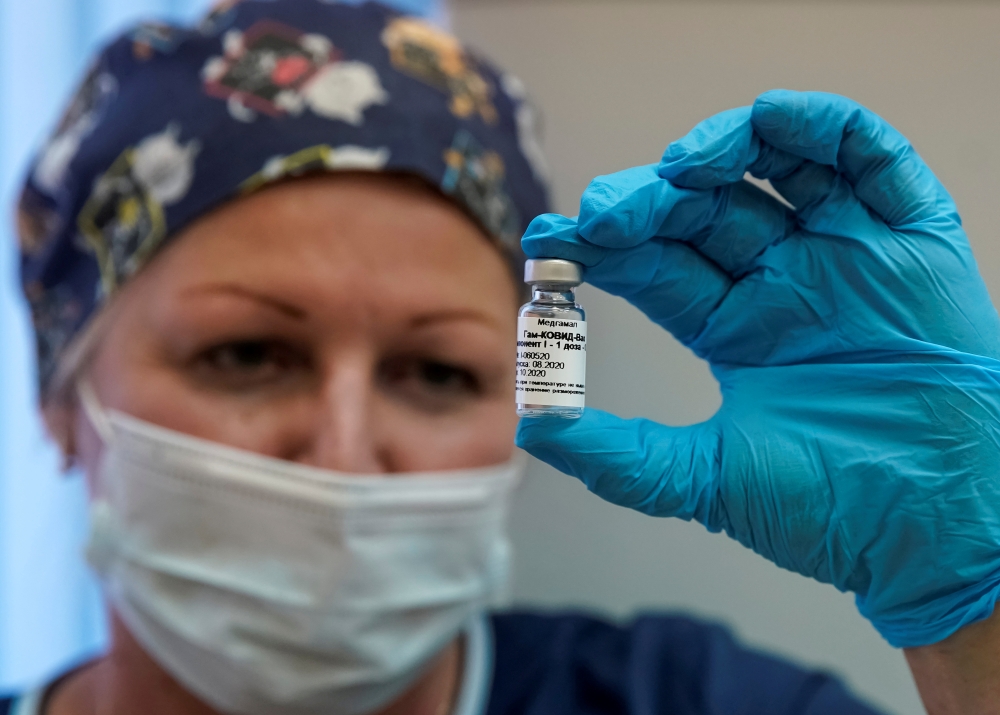 A nurse shows Russia's 
