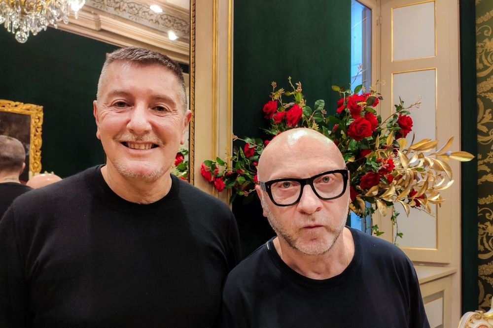 Italian fashion designers Stefano Gabbana (L) and Domenico Dolce pose on December 2, 2020 in Milan. The coronavirus crisis has upended the norms of the fashion world, but Italian designers Domenico Dolce and Stefano Gabbana believe it has spurred them to 