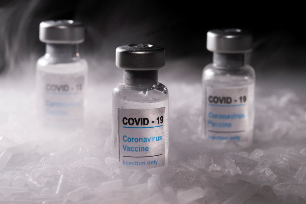 Vials labelled 