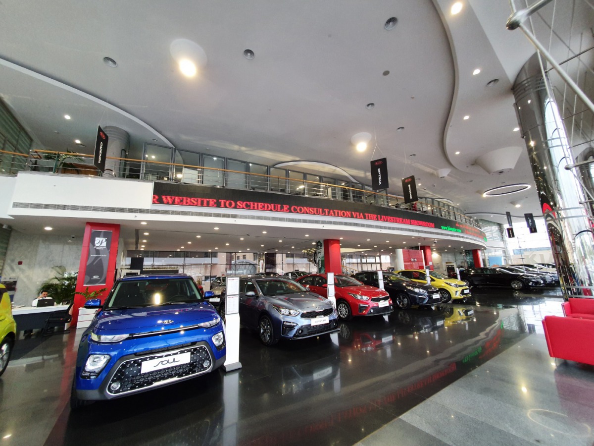 A wide-range of cars on display at KIA Motors showroom in Qatar.