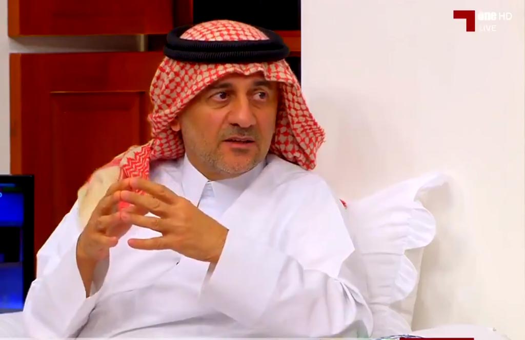 Video grab of Dr Abdul-Wahab Al-Musleh, Advisor to the Minister of Public Health for Sports and Emergency Affairs speaking on Alkass channel 