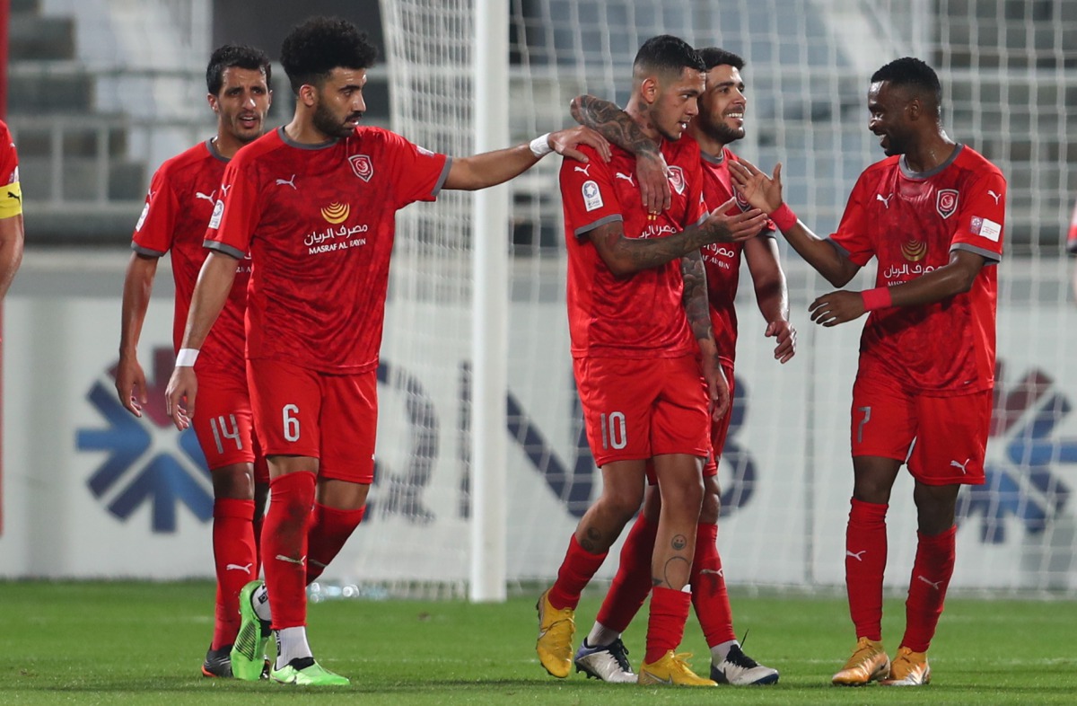 Al Duhail players celebrate after yesterday's big win.