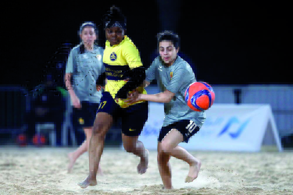 The ladies football event at the QOC Beach Games produced thrilling action.