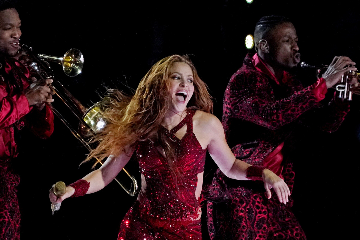 Recording artist Shakira performs during the halftime show in Super Bowl LIV at Hard Rock Stadium. Kirby Lee-USA TODAY Sports/File Photo
