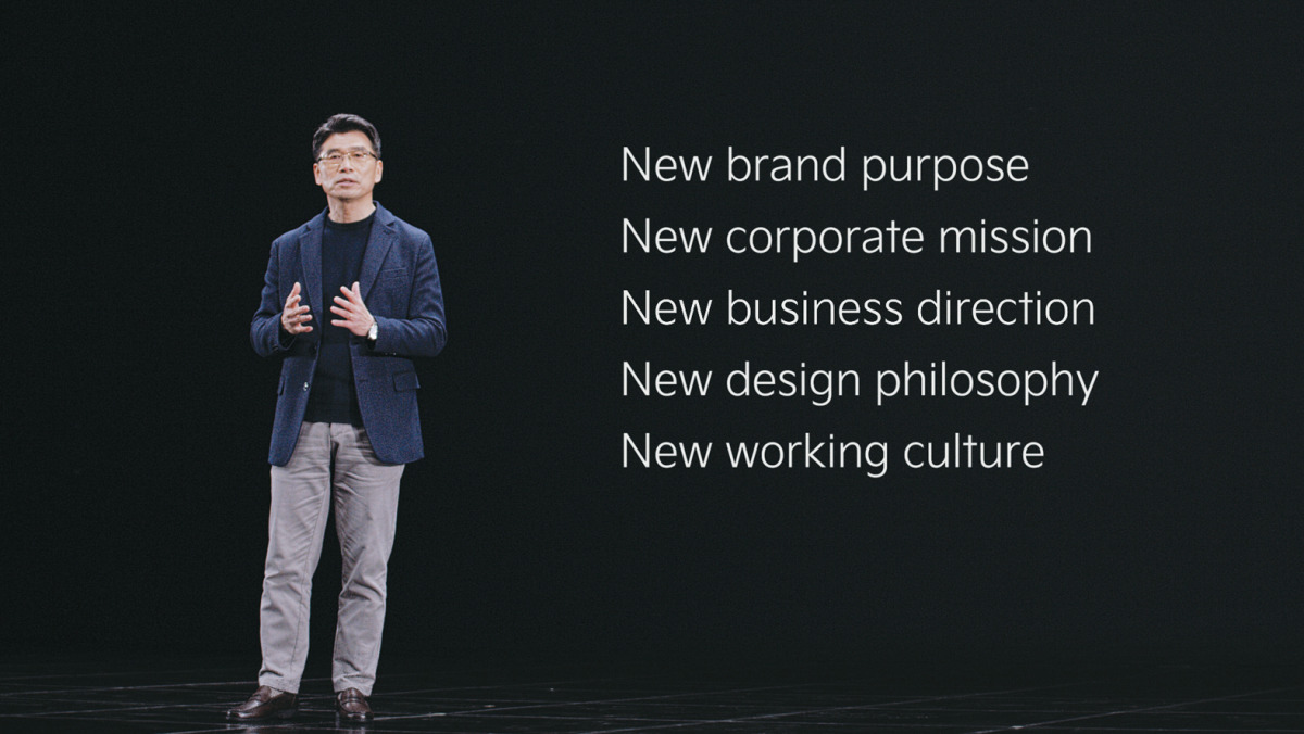 A senior official of KIA announcing the company's new brand purpose and future strategy, yesterday. 