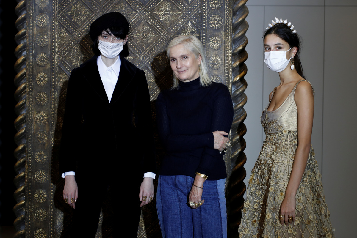 Maria Grazia Chiuri, designer for fashion house Dior, poses after an interview with Reuters ahead of the Spring/Summer 2021 Haute Couture collection presentation in a digital format in Paris, France, January 20, 2021. Picture taken January 20, 2021. REUTE