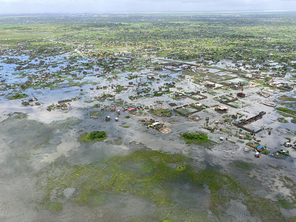 Aerial view of flooding after Tropical Cyclone Eloise, in Beira, Mozambique January 22, 2021 in this image obtained from social media. Picture taken January 22, 2021. Courtesy of Mercy Air via REUTERS